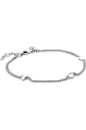 ZinZi Zilveren gourmet armband met drie glanzende hartjes 17-20cm ZIA2408