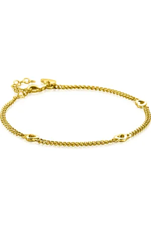 ZinZi Gold plated zilveren gourmet armband met drie open hartjes 17-20cm ZIA2409G