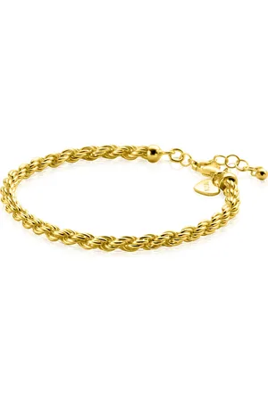 ZinZi Gold plated zilveren koord armband 4mm breed ZIA2343G