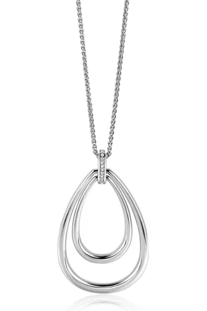 ZinZi 70cm zilveren ketting met luxe ovale hanger 45mm, valt lang om de hals ZIC2489