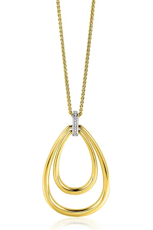 ZinZi 70cm gold plated zilveren ketting met luxe ovale hanger 45mm, valt lang om de hals ZIC2489Y