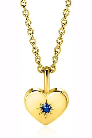 ZinZi SEPTEMBER hanger 12mm gold plated hart geboortesteen saffier zirconia (zonder collier)