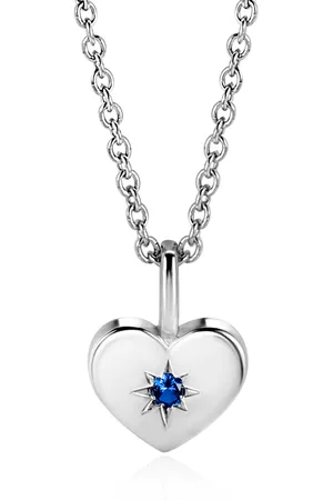 ZinZi SEPTEMBER hanger 12mm zilveren hart geboortesteen saffier zirconia (zonder collier)