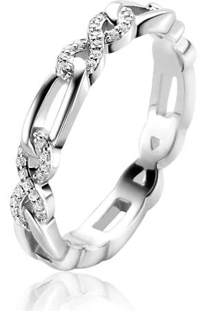 ZinZi Zilveren ring met infinity vormen bezet met witte zirconia