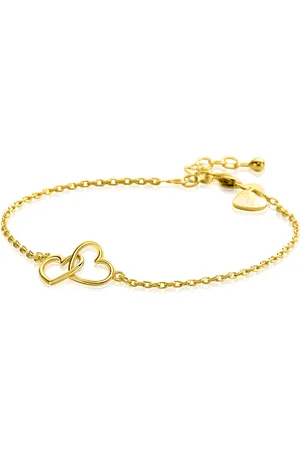ZinZi Gold plated zilveren armband met 2 verbonden hartjes 16,5-19,5cm ZIA2513G