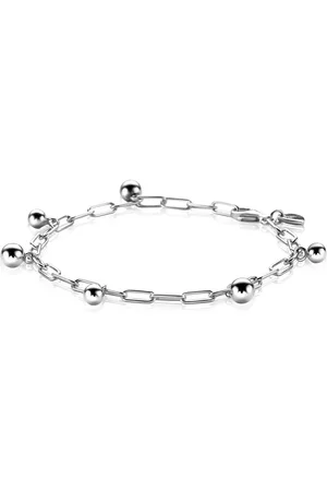 ZinZi Zilveren schakelarmband met paperclip schakel en bolletjes 19,5cm ZIA2541