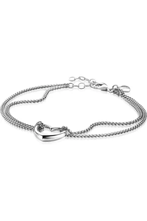 ZinZi Zilveren multilook armband met gourmet schakels en open hart 16,5-19,5cm ZIA2516
