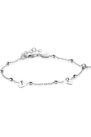 ZinZi Zilveren schakelarmband met bolletjes en drie gladde hartjes 17-20cm ZIA2531