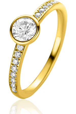 ZinZi Gold 14 krt gouden ring met witte zirconia