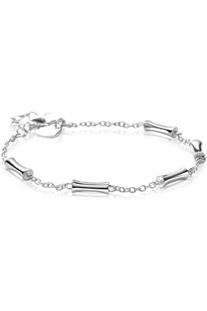 ZinZi Zilveren schakel armband met vijf gladde bamboe vormen 17-20cm ZIA2577