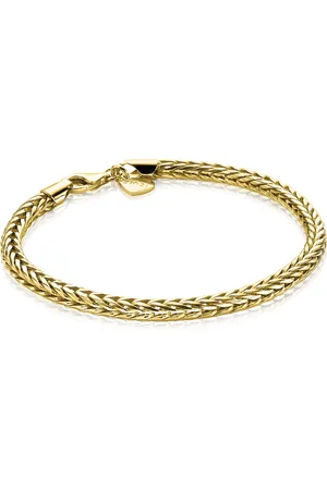 ZinZi Zilveren vossenstaart armband 14K geel verguld 4mm breed ZIA1925G21