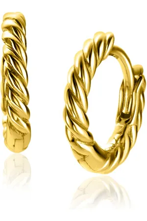 ZinZi 12mm gold plated zilveren oorringen met gedraaide buis van 2mm breed, met luxe klapsluiting ZIO2545G