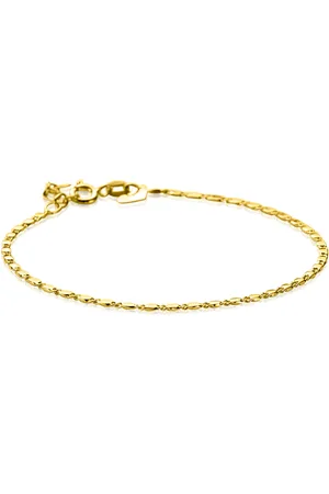 ZinZi Gold 14 karaat gouden massieve armband met glanzende fantasie plaatjes 1,7mm breed 17-19cm ZGA497