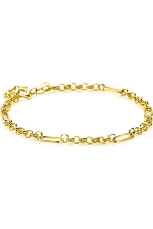 ZinZi Gold 14 karaat gouden massieve armband met vier paperclip-schakels gecombineerd met jasseron schakels 17-19cm ZGA495