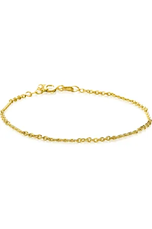 ZinZi Gold 14 karaat gouden massieve armband met bewerkte gedraaide staafjes en fijne jasseron schakels 2mm breed 17-19cm ZGA500