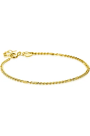 ZinZi Gold 14 karaat gouden massieve gourmet armband met valkenoog schakels 2mm breed 17-19cm ZGA498
