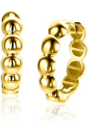 ZinZi 15mm Gold 14 krt gouden oorringen met bolletjes design met luxe klapsluiting 15mm x 3,3mm buis ZGO508