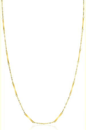 ZinZi Gold 14 krt gouden fijne massieve schakelketting met dertien lange gladde plaatjes 45cm ZGC490
