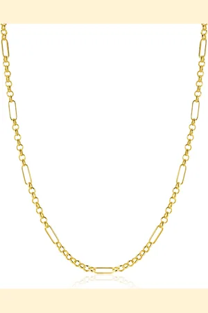 ZinZi Gold 14 karaat gouden massieve ketting met lange paperclip-schakels gecombineerd met jasseron schakels 41-43cm ZGC495