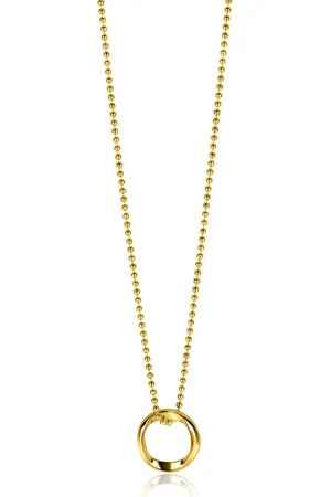 ZinZi Gold plated zilveren bolletjes ketting met gladde hanger in ronde organische vorm 45-48cm ZIC2611G