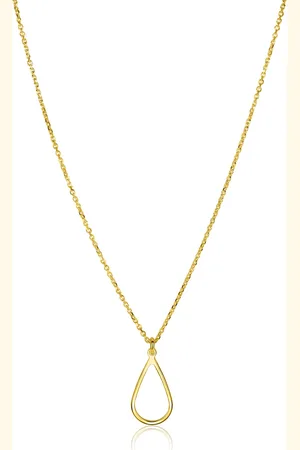 ZinZi Gold plated zilveren jasseron ketting met open druppelvormige hanger (10mm) 42-45cm ZIC2635