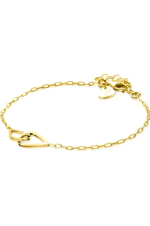 ZinZi Gold plated zilveren armband met paperclip-schakels, waarbij in het midden twee druppelvormen mooi met elkaar verbonden zijn 17-20cm ZIA2634