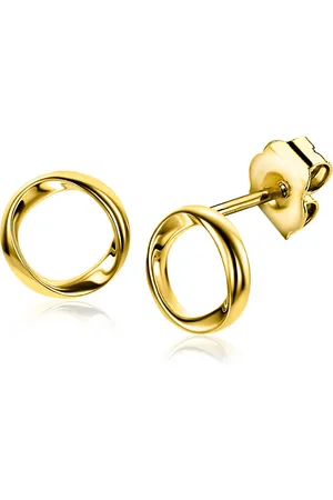 ZinZi 9mm gold plated zilveren oorknoppen open rondje met organische vorm ZIO2611G