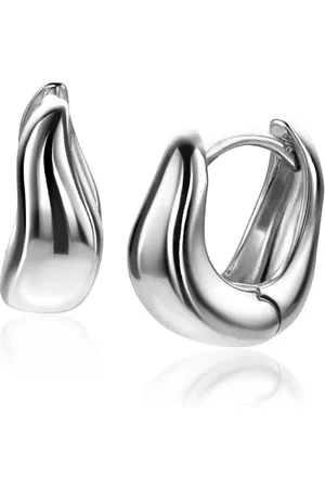 ZinZi 13mm zilveren oorringen organisch gevormd 5,5mm breed met luxe klapsluiting ZIO2608