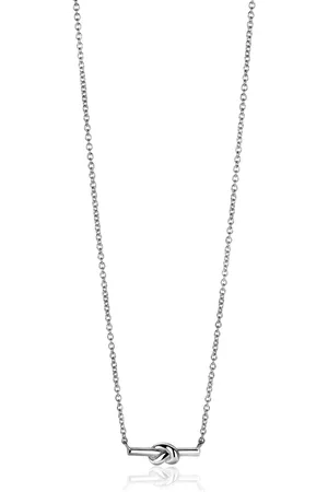 ZinZi Zilveren schakel ketting met staafje en trendy knoop 45-48cm ZIC2613