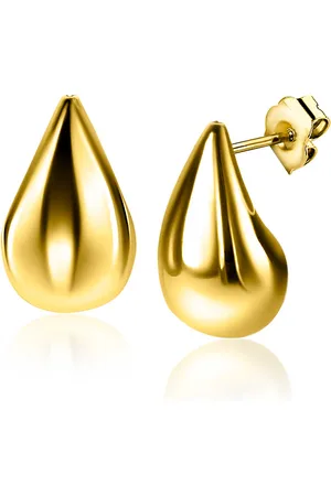 ZinZi 20mm gold plated zilveren oorstekers in organische druppelvorm ZIO2589G