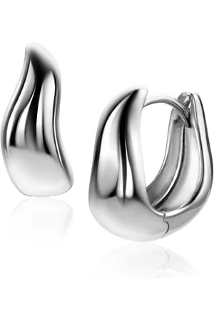 ZinZi 15mm zilveren oorringen organisch gevormd 6,5mm breed met luxe klapsluiting ZIO2609