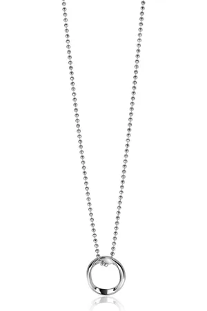ZinZi Zilveren bolletjes ketting met gladde hanger in ronde organische vorm 45-48cm ZIC2611