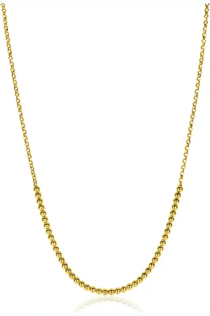 ZinZi Gold plated zilveren jasseron ketting met bolletjes schakels (2,5mm breed) in het midden 40-45cm ZIC2640G