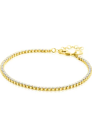 ZinZi Gold plated zilveren tennis armband 2,5mm breed en bezet met witte zirconia
