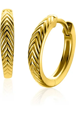 ZinZi 15mm gold plated zilveren oorringen met veertjesmotief 3mm breed en luxe klapsluiting ZIO2644G