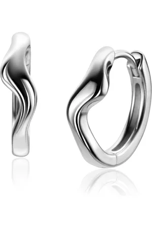 ZinZi 15mm zilveren oorringen organisch gevormd met luxe klapsluiting ZIO2627