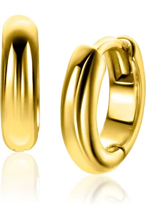 ZinZi 12,5mm gold plated zilveren gladde oorringen met ronde buis 3mm met luxe klapsluiting ZIO2600G