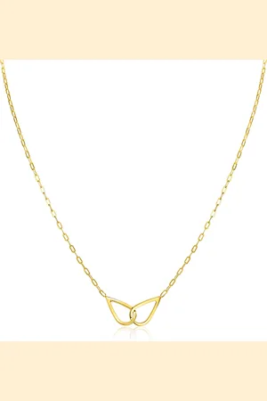 ZinZi Gold plated zilveren ketting met paperclip-schakels, waarbij in het midden twee druppelvormen mooi met elkaar verbonden zijn 42-45cm ZIC2634