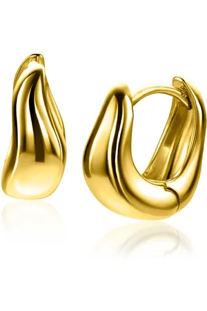 ZinZi 13mm gold plated zilveren oorringen organisch gevormd 5,5mm breed met luxe klapsluiting ZIO2608G
