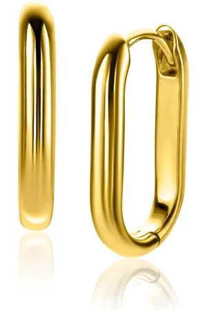 ZinZi 20mm gold plated zilveren oorringen in ovale vorm met ronde buis 3mm breed ZIO2605G