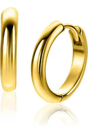 ZinZi 16mm gold plated zilveren gladde oorringen met ronde buis 3mm met luxe klapsluiting ZIO2601G