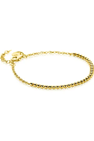 ZinZi Gold plated zilveren jasseron armband met bolletjes schakels (2,5mm breed) in het midden 16-19cm ZIA2640G