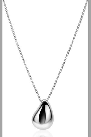 ZinZi Zilveren jasseron ketting 45cm met luxe grote druppelvormige hanger (24mm) ZIC2637