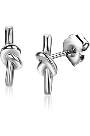 ZinZi 13mm zilveren oorknoppen met staafje en glanzende knoop ZIO2613