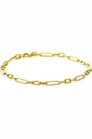 ZinZi Gold 14 karaat gouden armband met bewerkte paperclip-schakels en ovale schakels van 3,5mm breed 19cm ZGA494