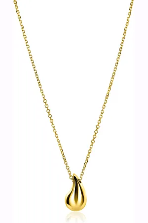 ZinZi Gold plated zilveren jasseron ketting 42-45cm met organisch gevormde hanger 18mm ZIC2636G