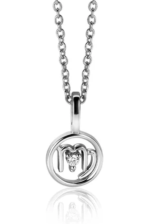 ZinZi 9mm zilveren Maagd sterrenbeeldhanger bezet met witte zirconia ZIH-MAA (zonder collier)