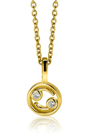 ZinZi 9mm gold plated zilveren Kreeft sterrenbeeldhanger bezet met witte zirconia ZIHY-KRE (zonder collier)
