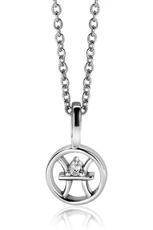 ZinZi 9mm zilveren Vis sterrenbeeldhanger bezet met witte zirconia ZIH-VIS (zonder collier)