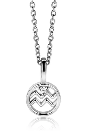 ZinZi 9mm zilveren Waterman sterrenbeeldhanger bezet met witte zirconia ZIH-WAT (zonder collier)